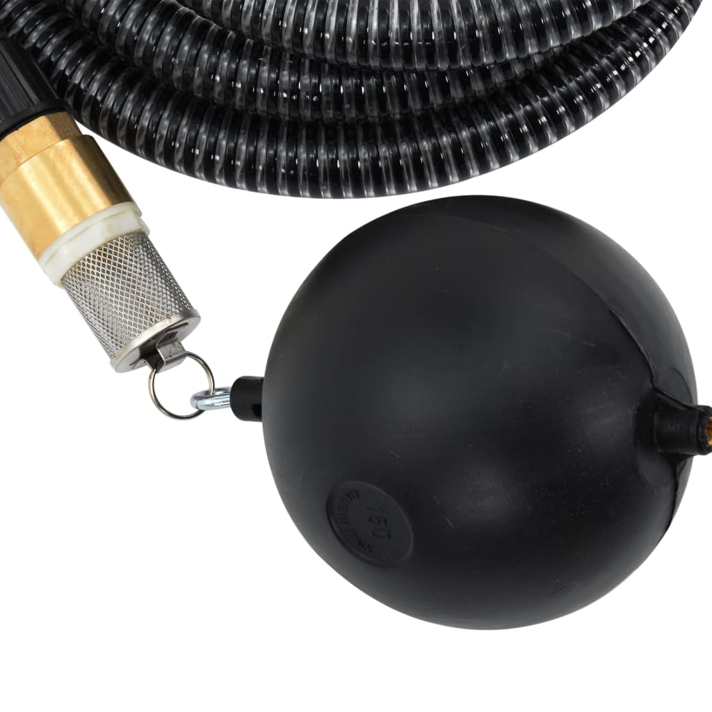 Saugschlauch mit Messing-Anschlüssen Schwarz 1,1 4 m PVC