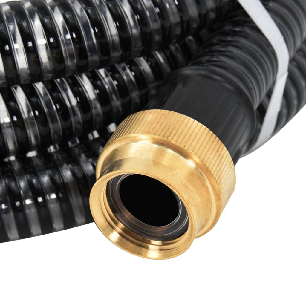 Saugschlauch mit Messing-Anschlüssen Schwarz 1,1 4 m PVC