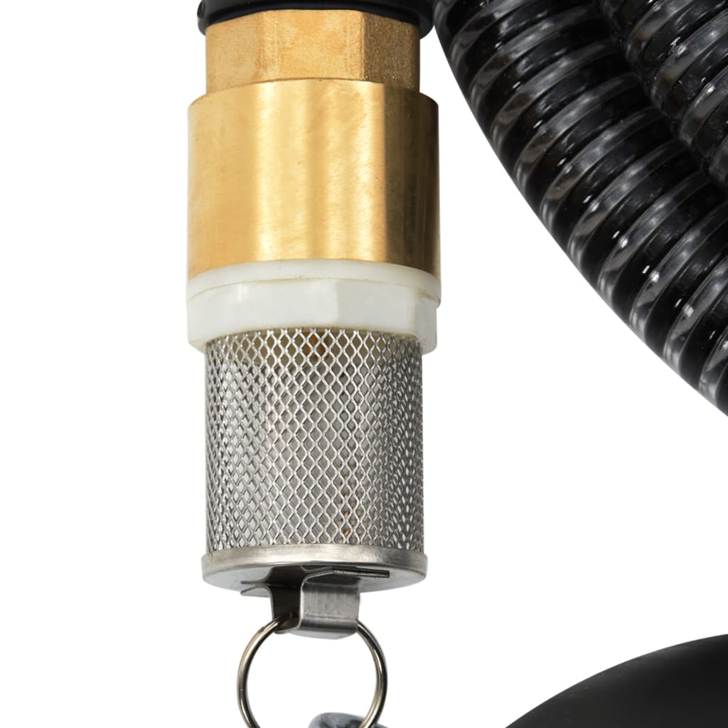 Saugschlauch mit Messing-Anschlüssen Schwarz 1,1 4 m PVC