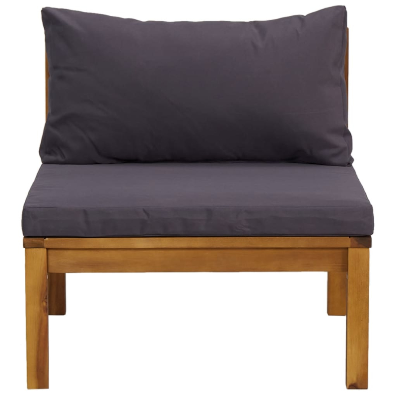 Modulares Mittelsofa mit Dunkelgrauen Kissen Massivholz Akazie