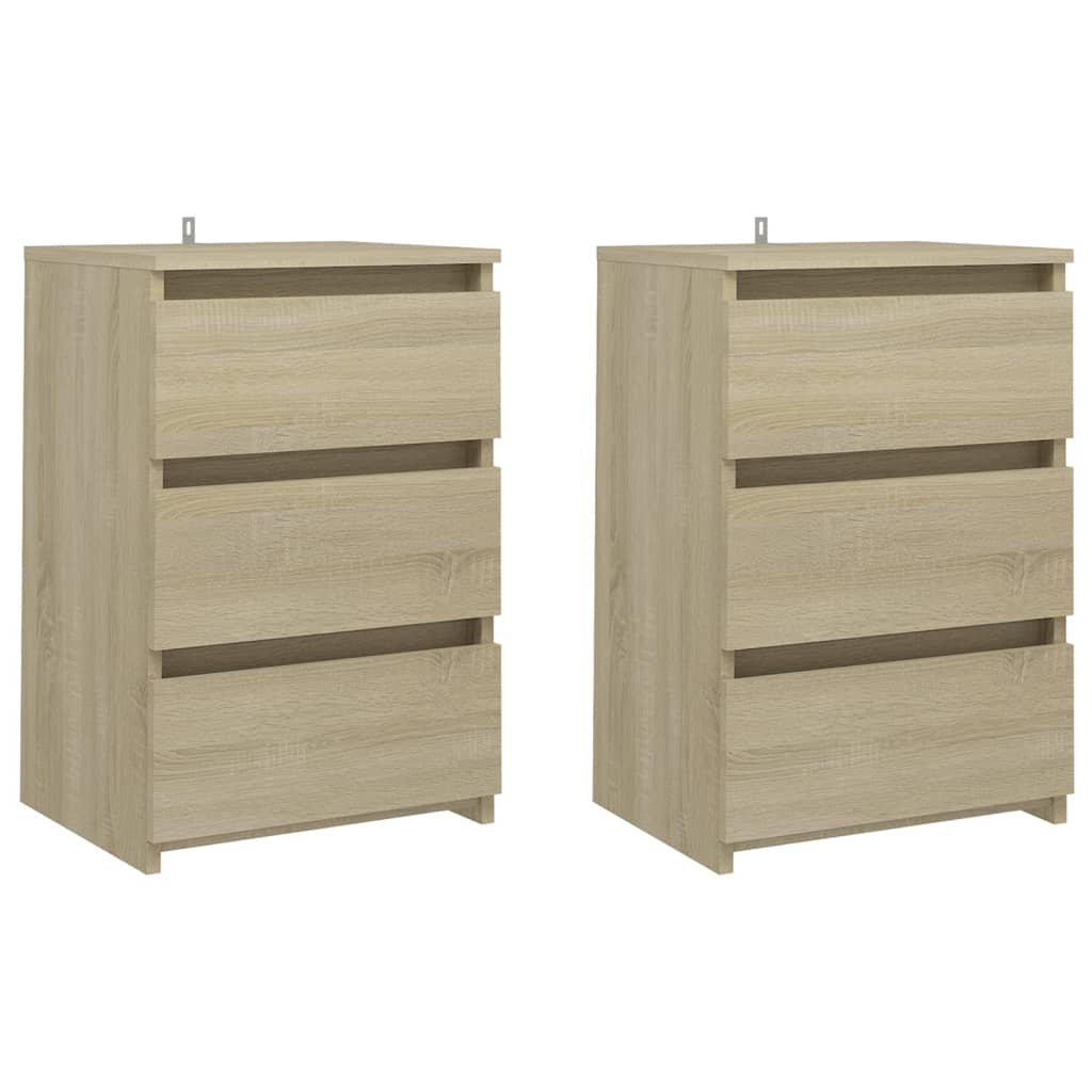 Nachttische 2 Stk. Sonoma-Eiche 40x35x62,5 cm Holzwerkstoff