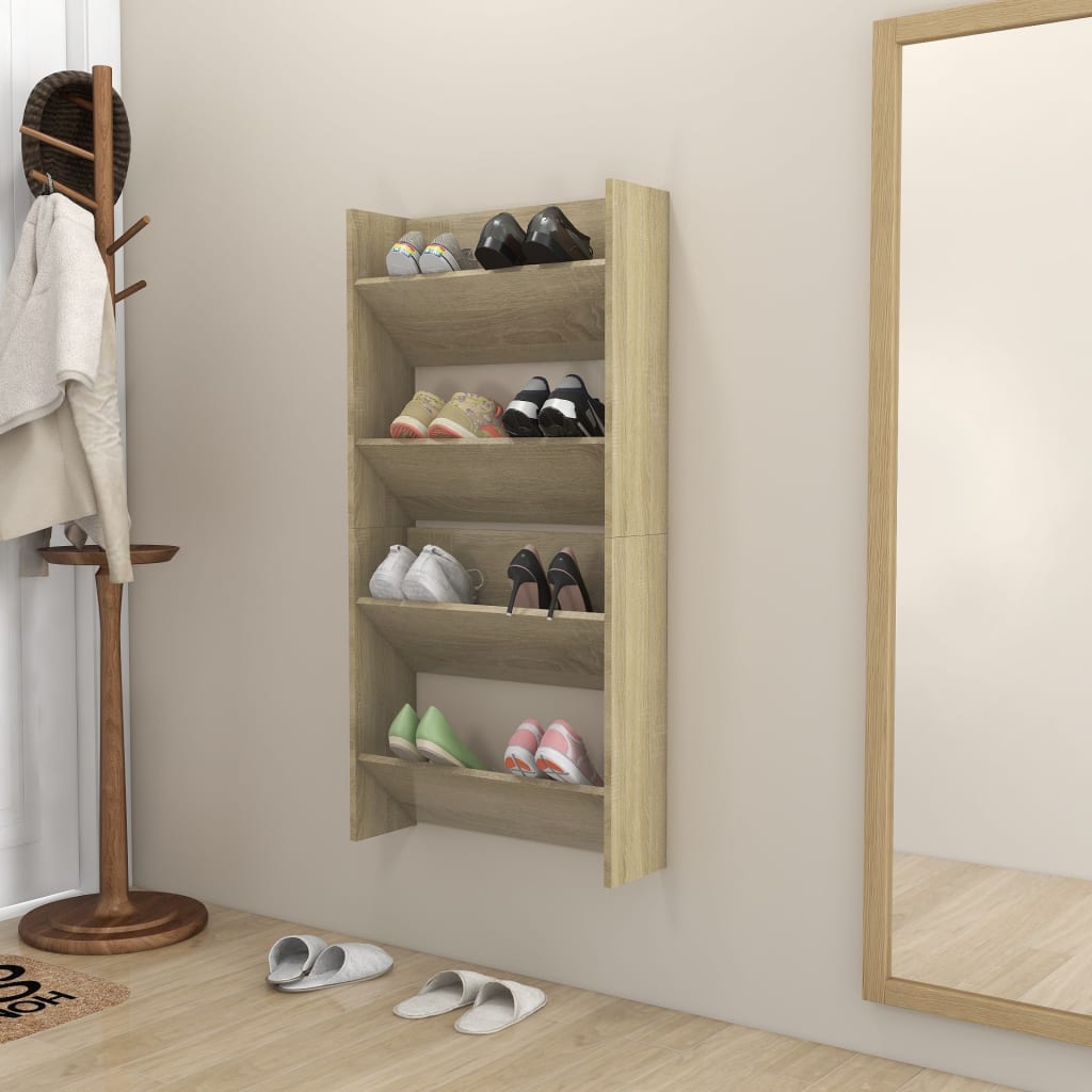Wand-Schuhschränke 2 Stk. Sonoma-Eiche 60x18x60cm Holzwerkstoff