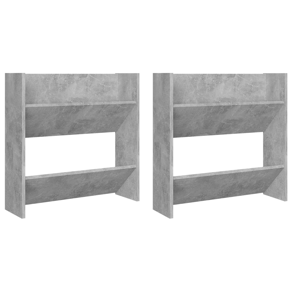 Wand-Schuhschränke 2 Stk. Betongrau 60x18x60 cm Holzwerkstoff