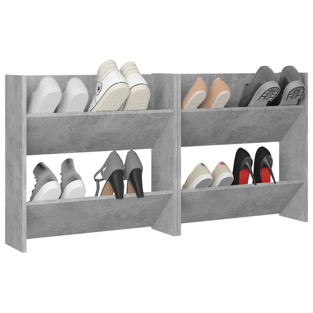 Wand-Schuhschränke 2 Stk. Betongrau 60x18x60 cm Holzwerkstoff