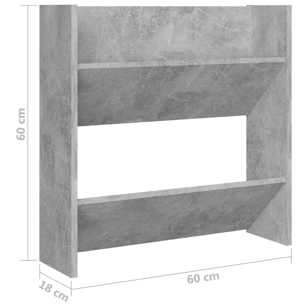 Wand-Schuhschränke 2 Stk. Betongrau 60x18x60 cm Holzwerkstoff