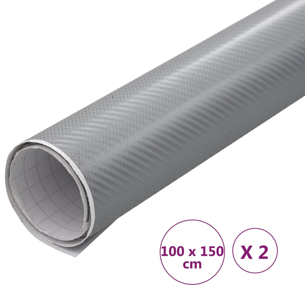Autofolien 2 Stk. 4D Silber 100x150 cm