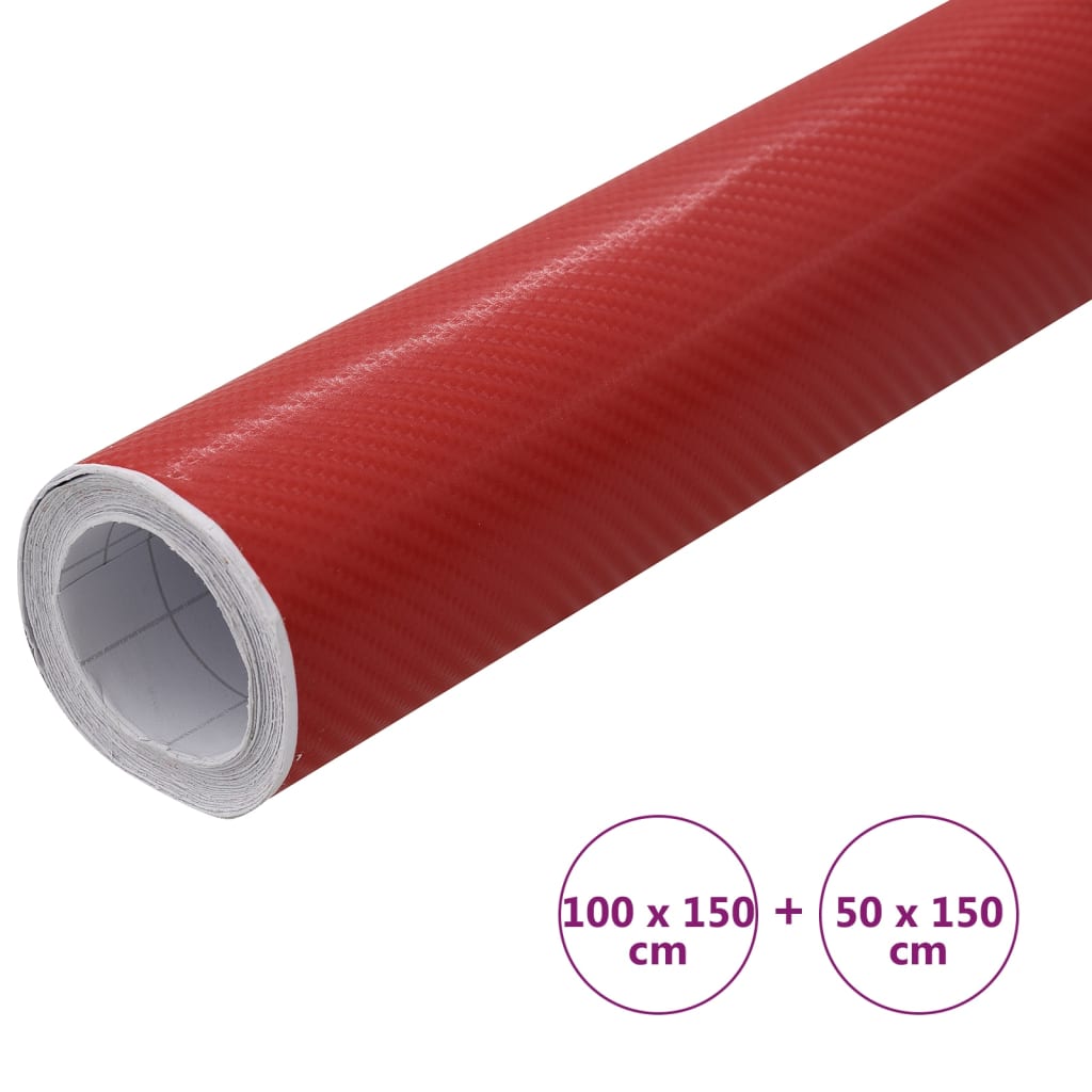 Autofolien 2 Stk. 4D Rot 100x150 cm+50x150 cm