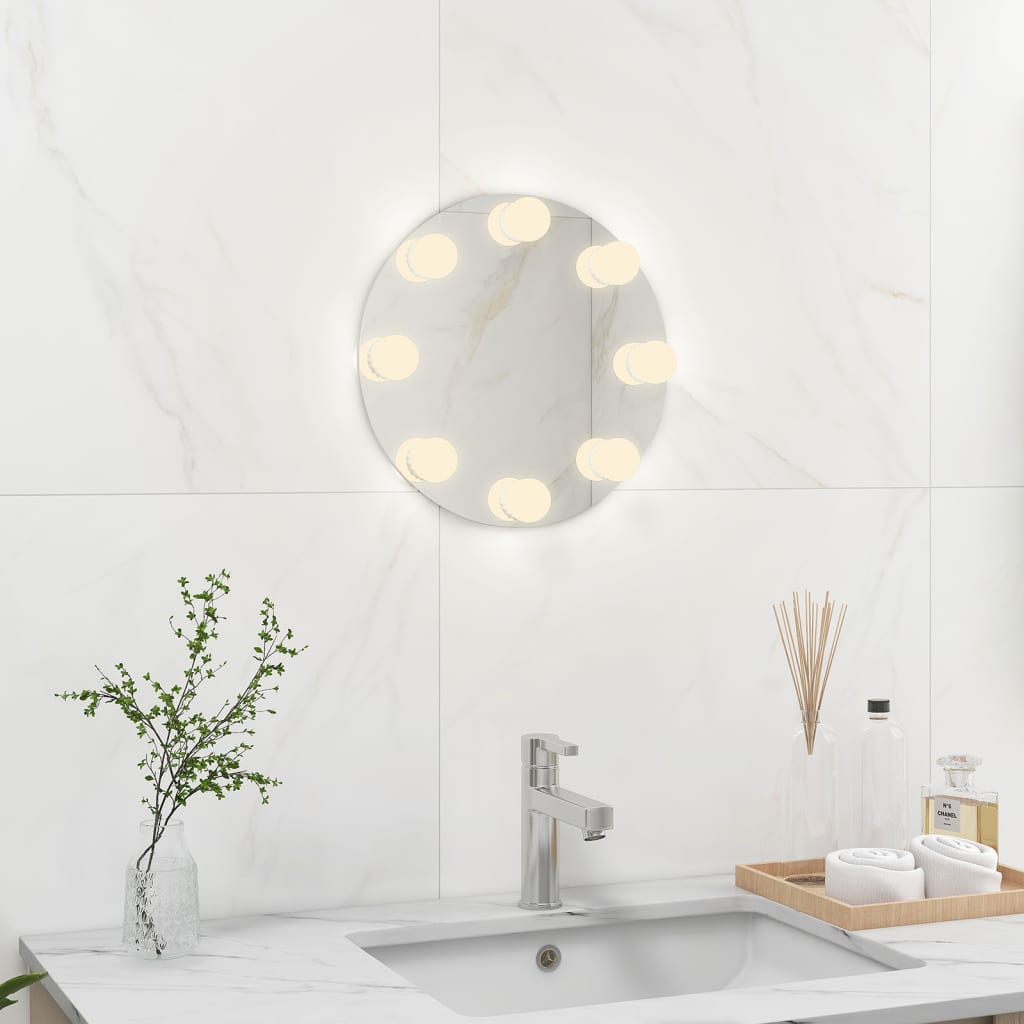 Wandspiegel ohne Rahmen mit LED-Beleuchtung Rund Glas