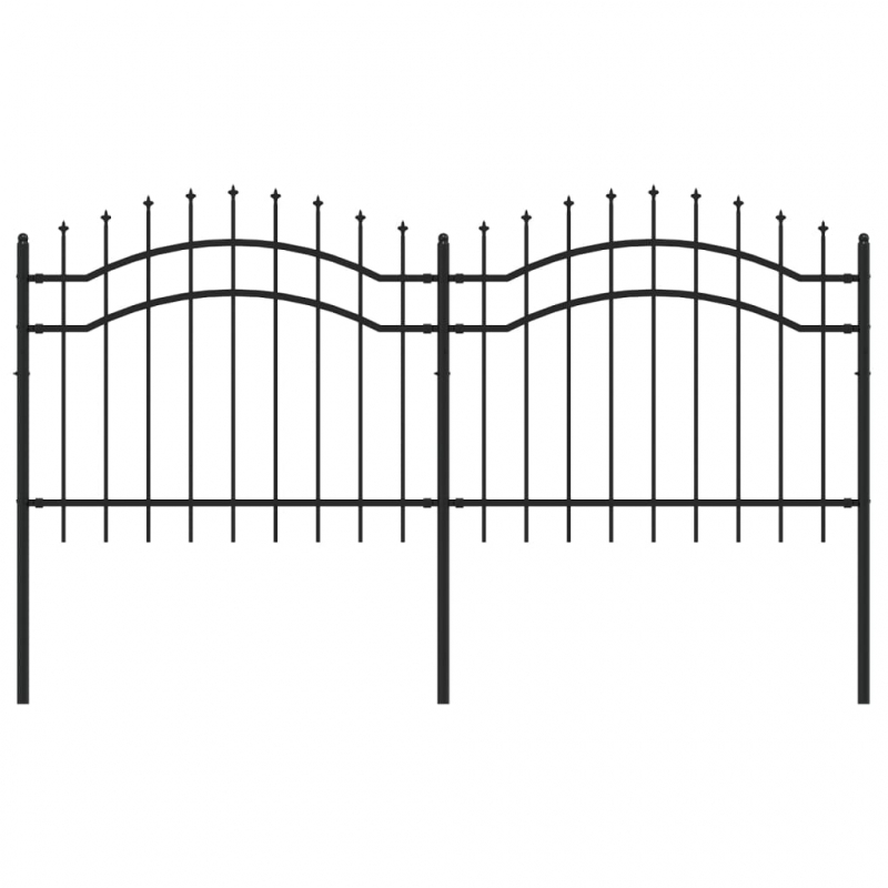 Gartenzaun mit Speerspitzen Schwarz 140 cm Stahl