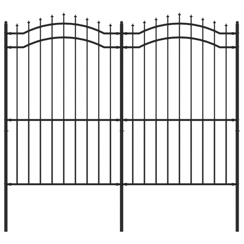 Gartenzaun mit Speerspitzen Schwarz 222 cm Stahl