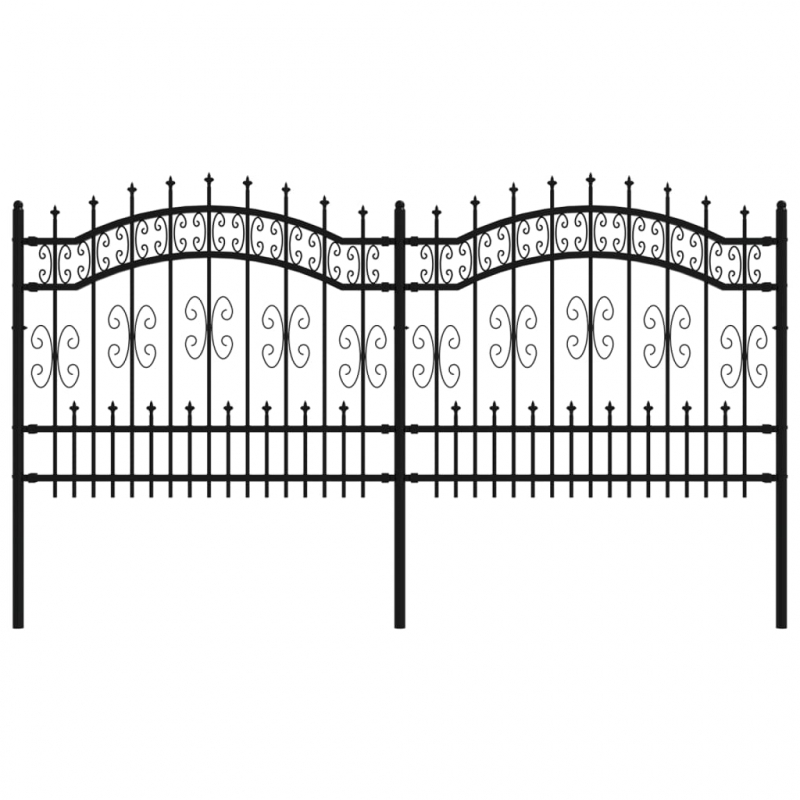 Gartenzaun mit Speerspitzen Schwarz 140 cm Stahl