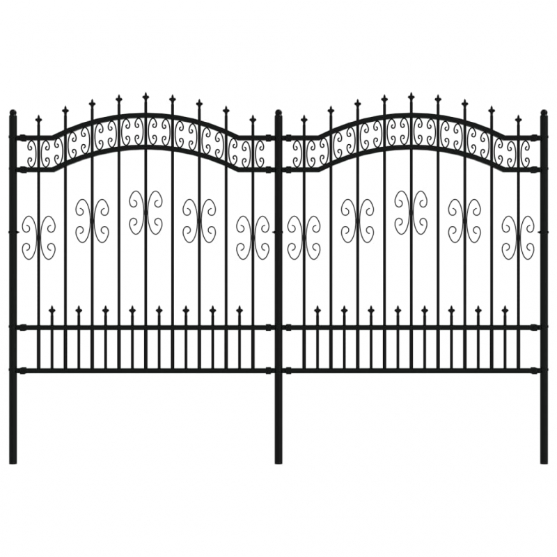 Gartenzaun mit Speerspitzen Schwarz 165 cm Stahl
