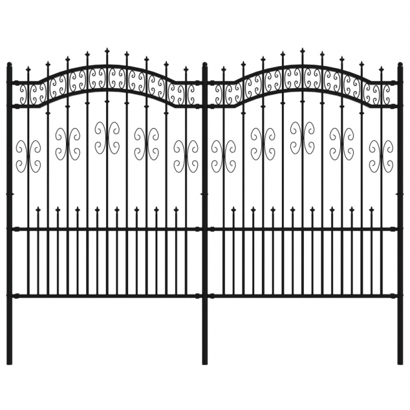 Gartenzaun mit Speerspitzen Schwarz 190 cm Stahl