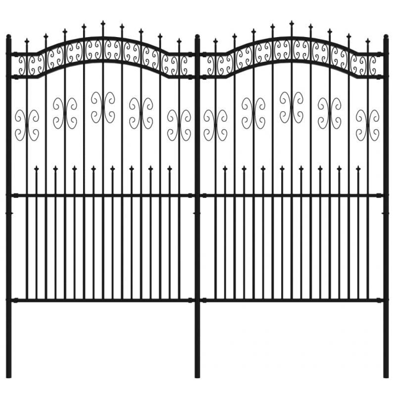 Gartenzaun mit Speerspitzen Schwarz 222 cm Stahl