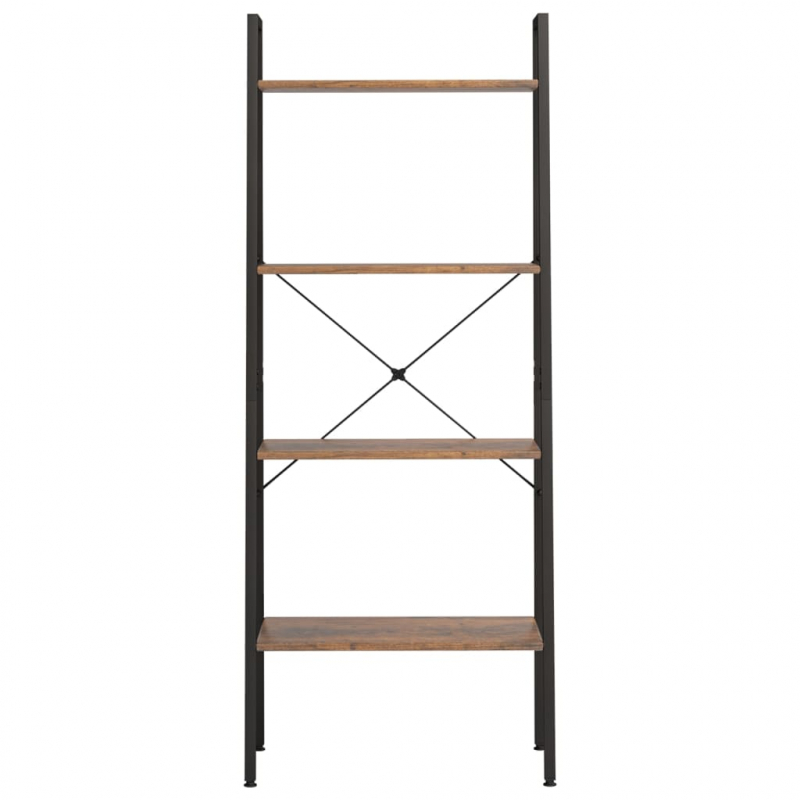 Standregal 4 Böden Dunkelbraun und Schwarz 56x35x140 cm