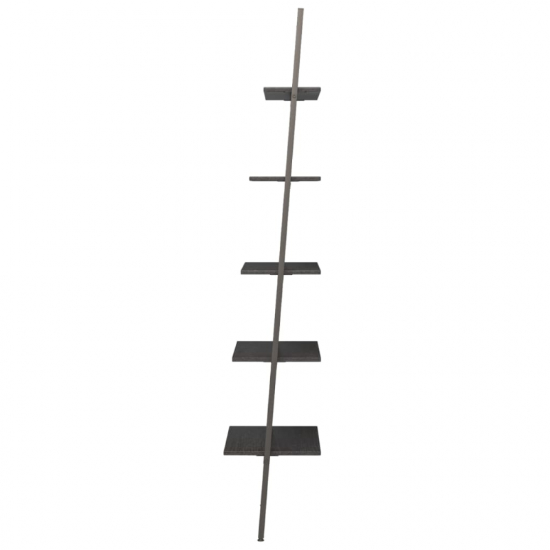 Leiterregal mit 5 Böden Schwarz 64x34x185,5 cm