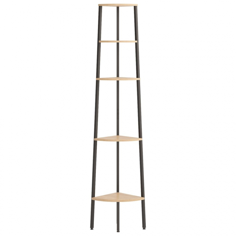 Eckregal mit 5 Böden Hellbraun und Schwarz 45,5x31,5x180 cm