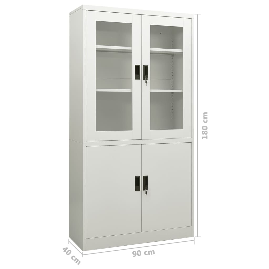 Büroschrank Hellgrau 90x40x180 cm Stahl