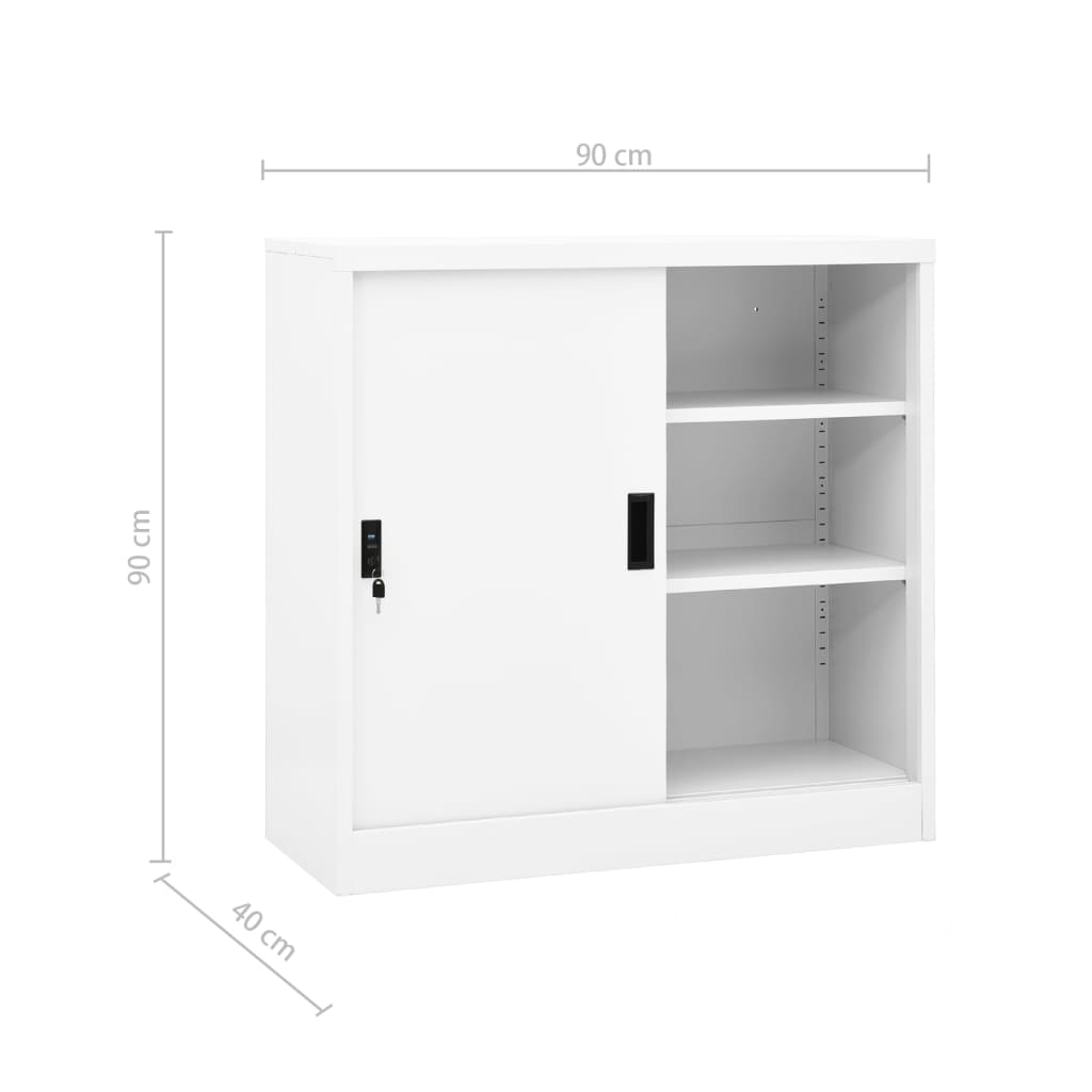 Büroschrank mit Schiebetür Weiß 90x40x90 cm Stahl