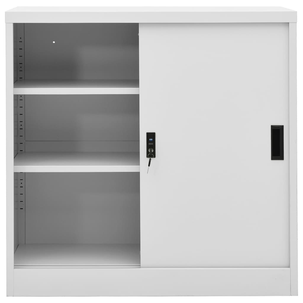 Büroschrank mit Schiebetür Hellgrau 90x40x90 cm Stahl