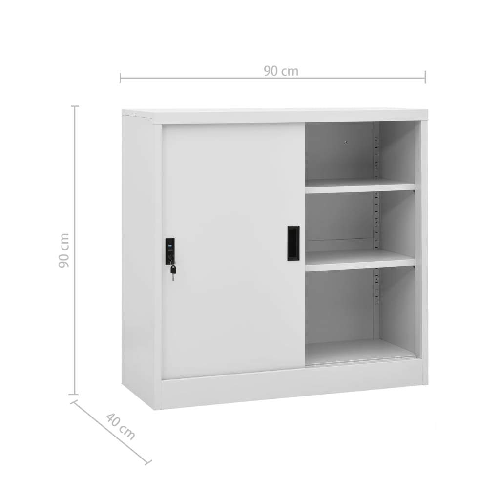 Büroschrank mit Schiebetür Hellgrau 90x40x90 cm Stahl