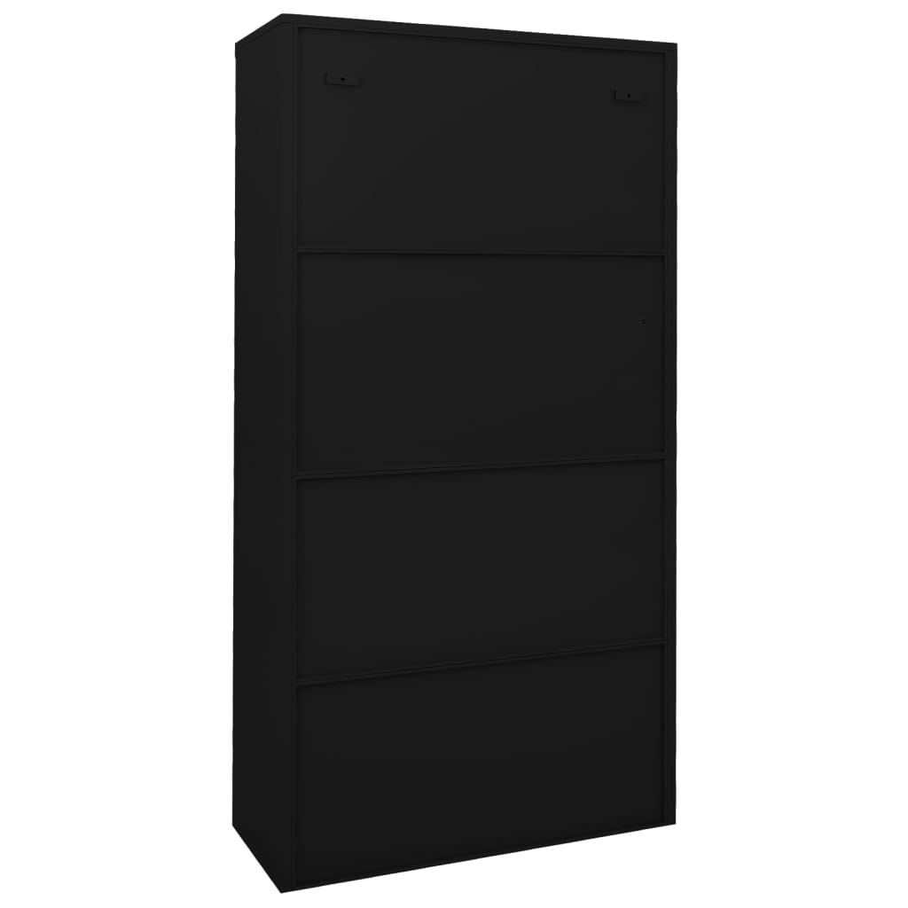 Büroschrank mit Schiebetür Schwarz 90x40x180 cm Stahl