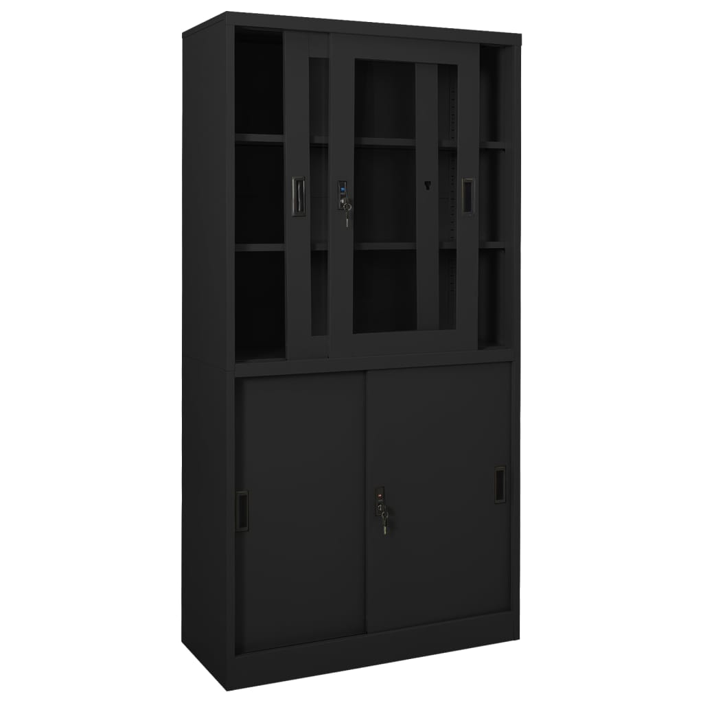 Büroschrank mit Schiebetür Anthrazit 90x40x180 cm Stahl