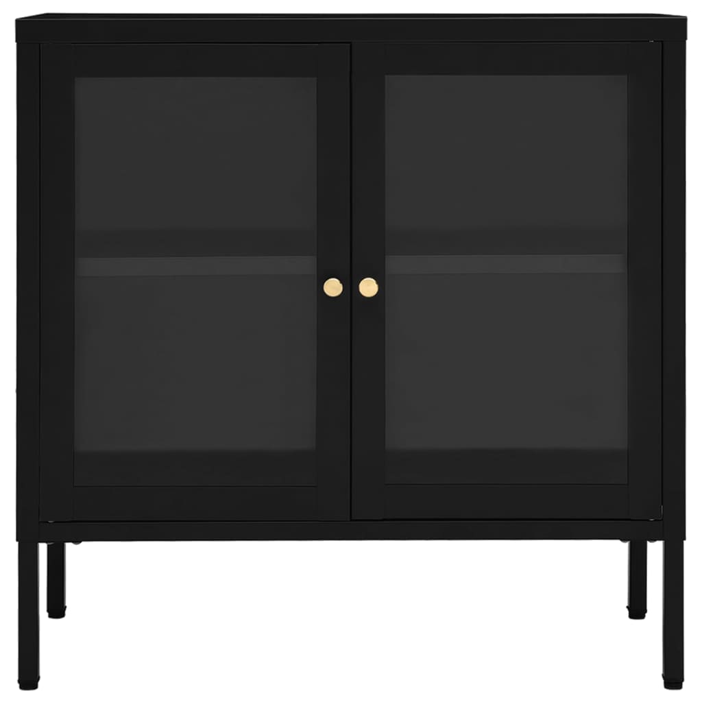 Sideboard Schwarz 70x35x70 cm Stahl und Glas