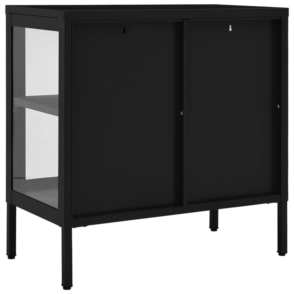 Sideboard Schwarz 70x35x70 cm Stahl und Glas