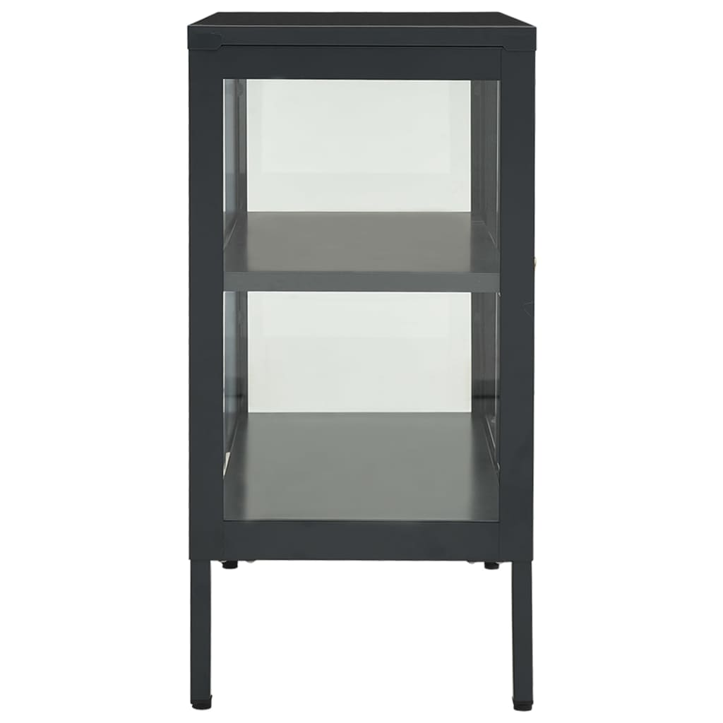 Sideboard Anthrazit 70x35x70 cm Stahl und Glas