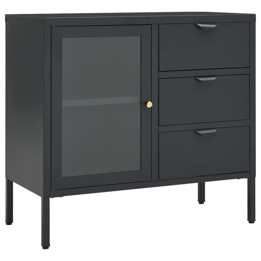 Sideboard Anthrazit 75x35x70 cm Stahl und Hartglas