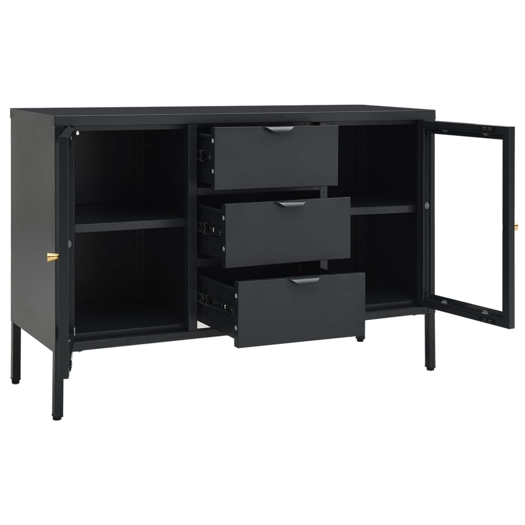 Sideboard Anthrazit 105x35x70 cm Stahl und Hartglas