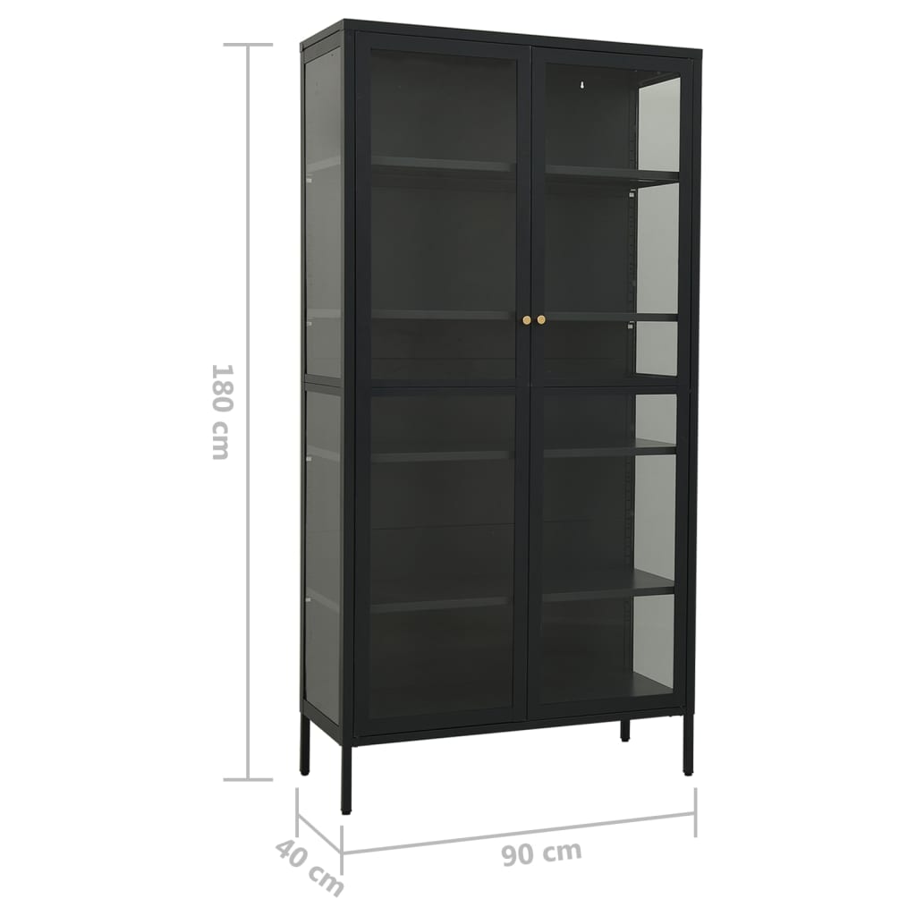 Vitrine Anthrazit 90x40x180 cm Stahl und Gehärtetes Glas