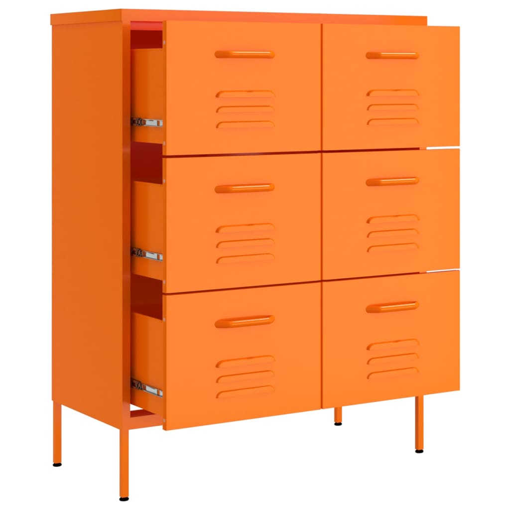 Schubladenschrank Orange 80x35x101,5 cm Stahl