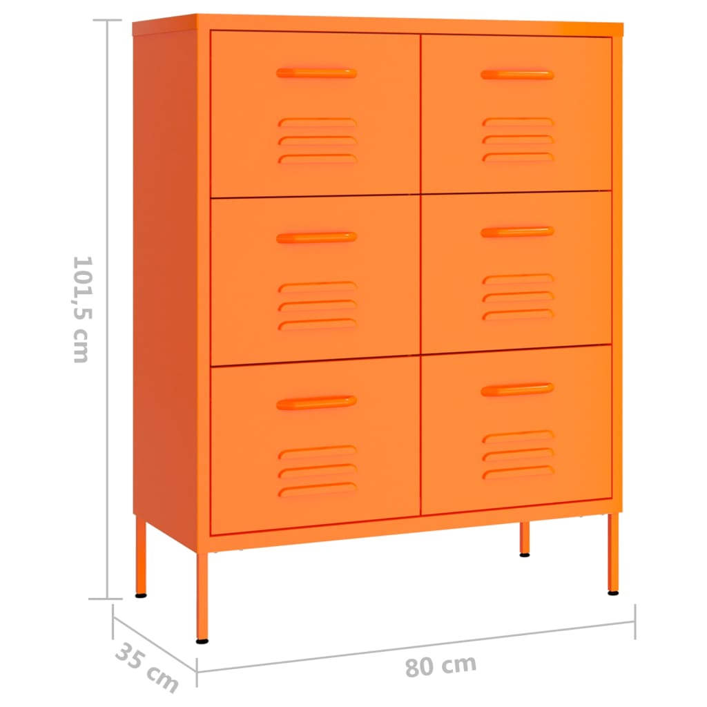 Schubladenschrank Orange 80x35x101,5 cm Stahl