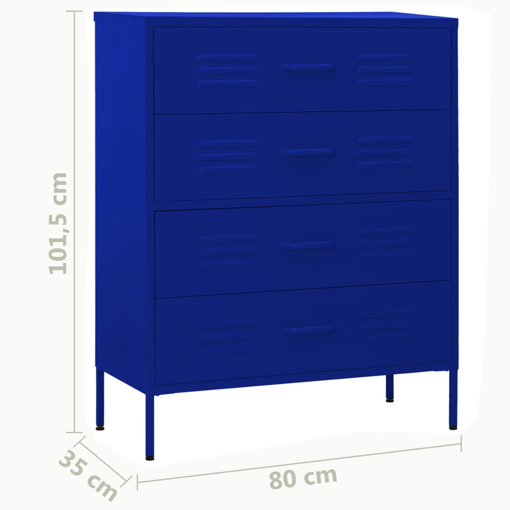 Kommode Marineblau 80x35x101,5 cm Stahl