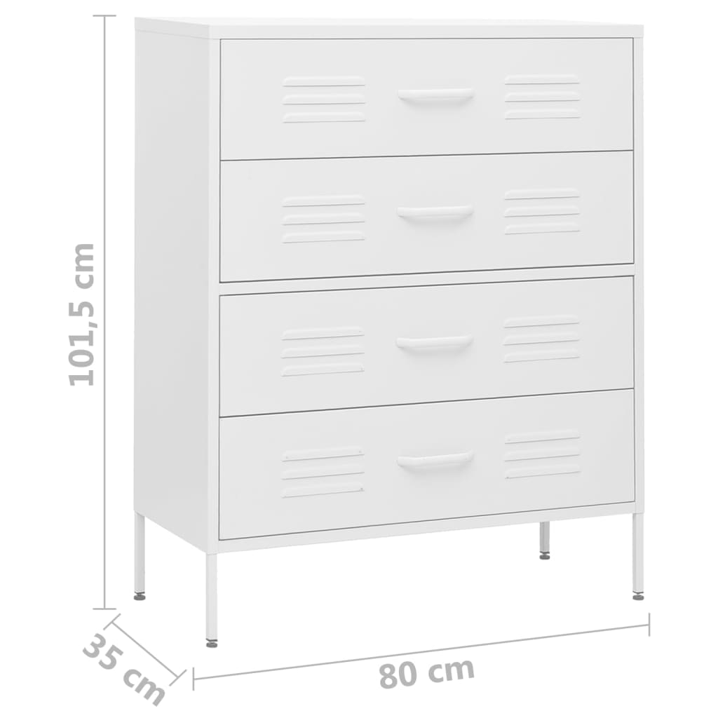 Kommode Weiß 80x35x101,5 cm Stahl