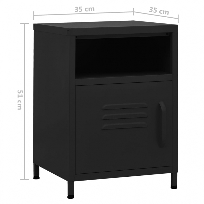 Nachttisch Schwarz 35x35x51 cm Stahl
