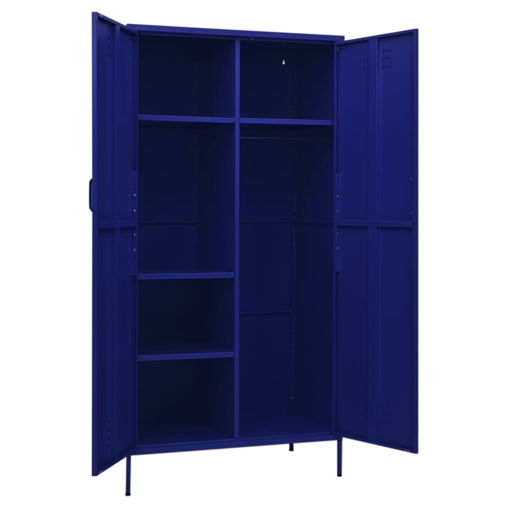 Kleiderschrank Marineblau 90x50x180 cm Stahl