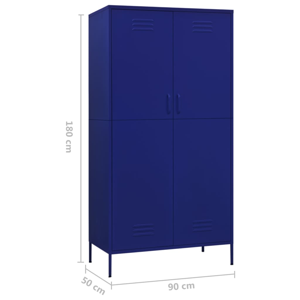 Kleiderschrank Marineblau 90x50x180 cm Stahl