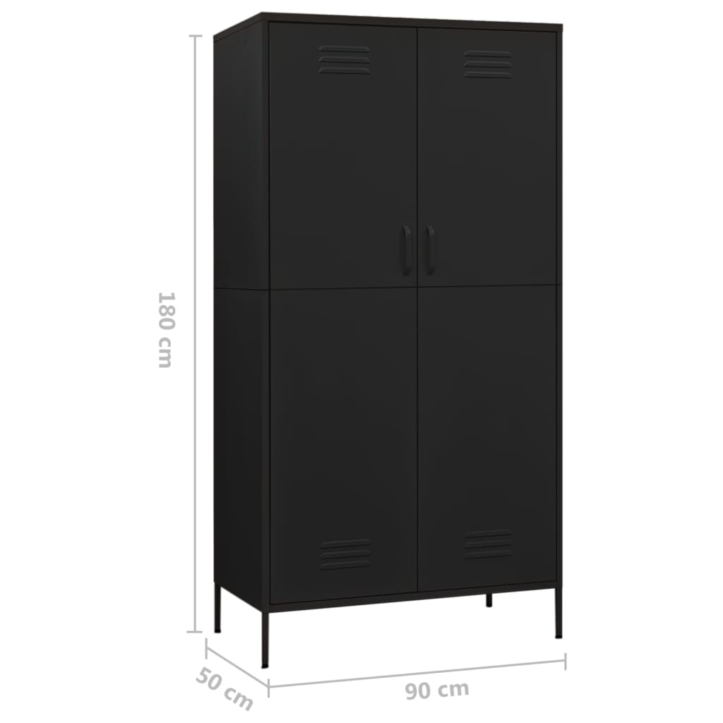 Kleiderschrank Schwarz 90x50x180 cm Stahl