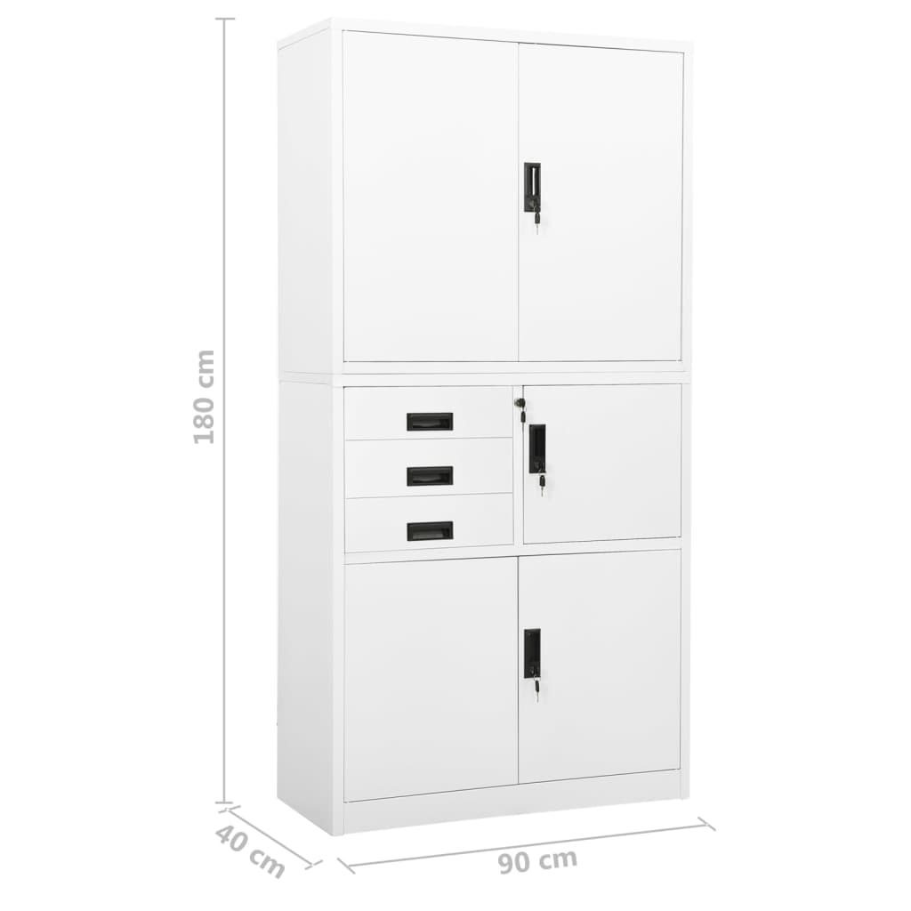 Büroschrank Weiß 90x40x180 cm Stahl