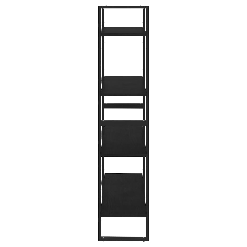 Bücherregal 4 Böden Schwarz 80x30x140 cm Massivholz Kiefer