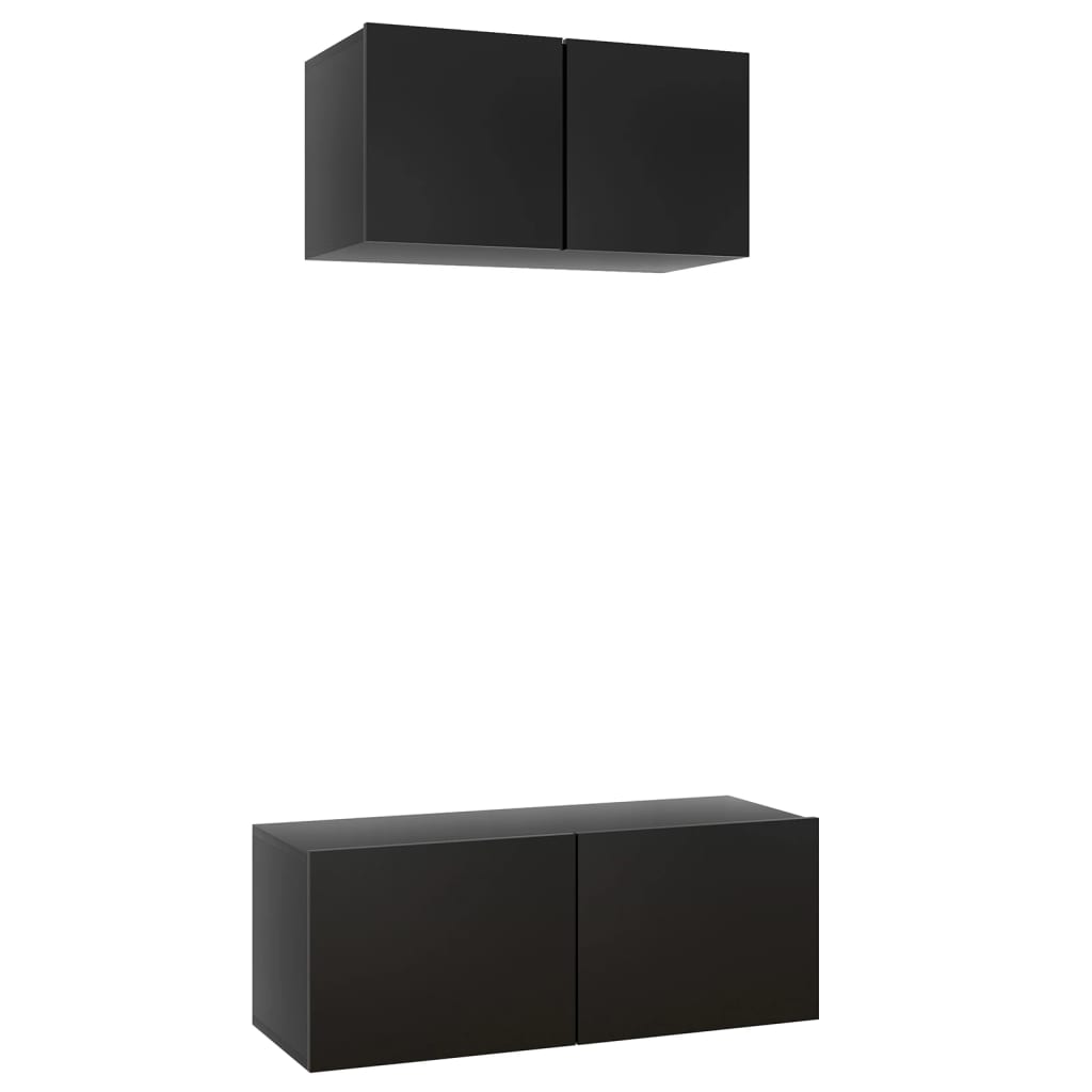 2-tlg. TV-Schrank-Set Schwarz Holzwerkstoff