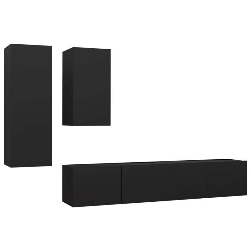 4-tlg. TV-Schrank-Set Schwarz Holzwerkstoff