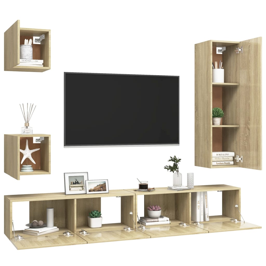 5-tlg. TV-Schrank-Set Sonoma-Eiche Holzwerkstoff