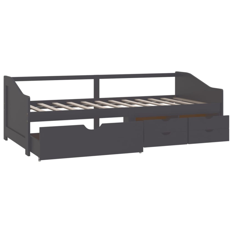 Tagesbett 3-Sitzer mit Schubladen Grau Kiefernholz 90x200 cm