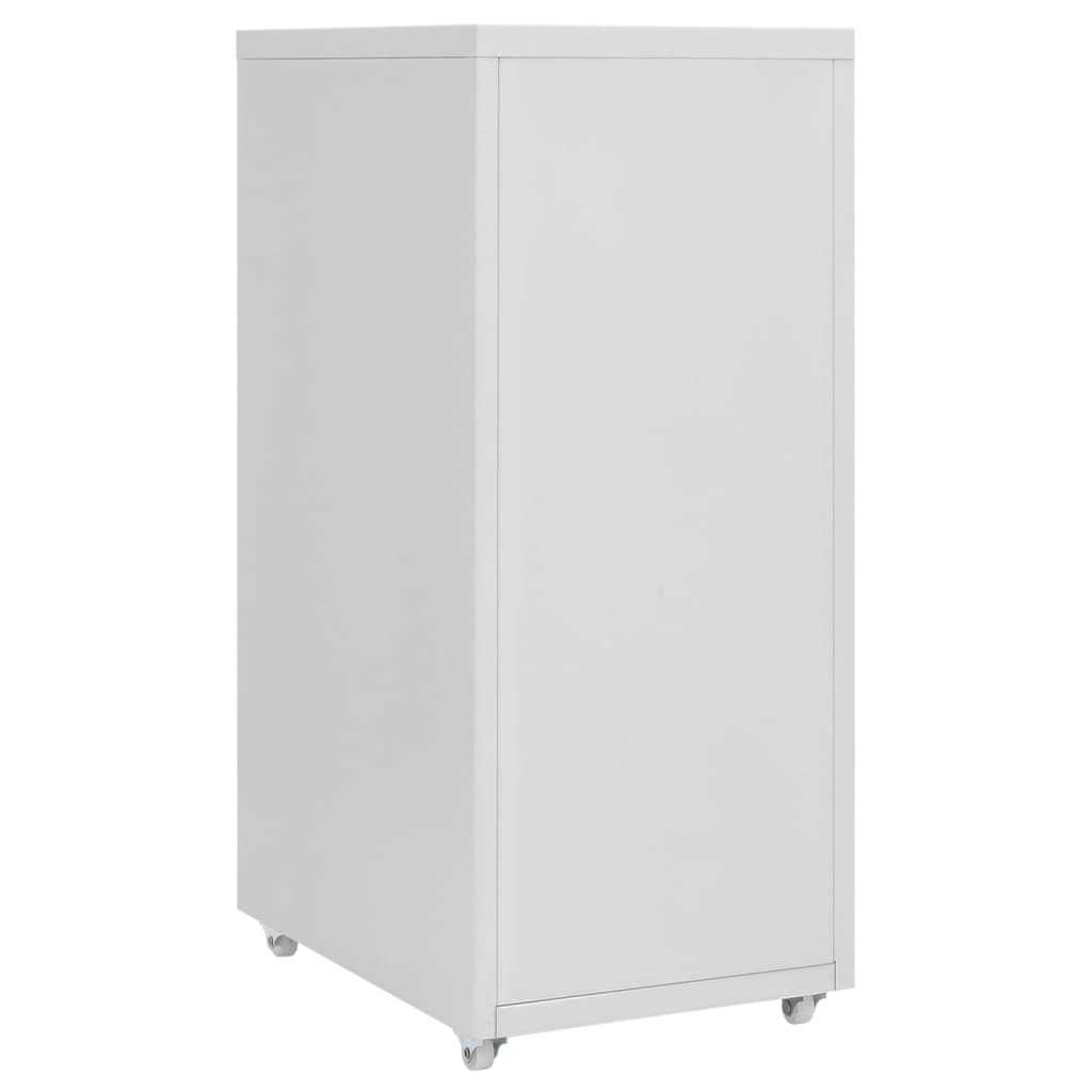 Aktenschrank mit Rollen Grau 28x41x69 cm Metall