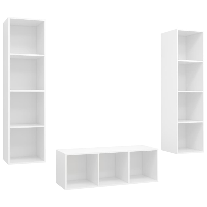 3-tlg. TV-Schrank-Set Weiß Holzwerkstoff