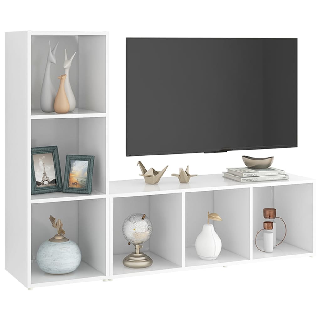 TV-Schränke 2 Stk. Weiß 107x35x37 cm Holzwerkstoff